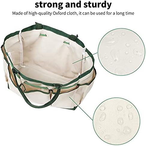 Fdit Garden Tote Bag, Single?Layer Garden Tote Bag Gardening Pruning Tool Storage Oxford Cloth Bag Heavy Duty Tool Storage