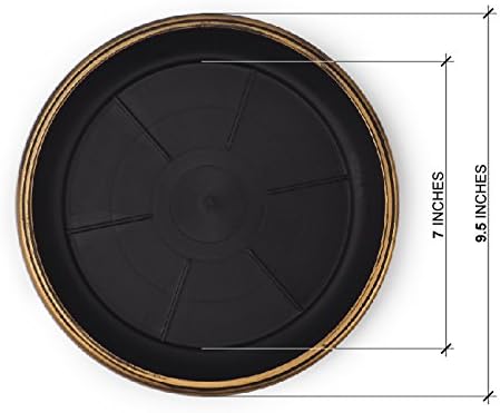 9" Decorative Heavy Duty Tray/Saucer (2 Pack) Rustic Medieval/French Country Look, Pot/Planter Base for Indoor/Outdoor Decor Use. Long Lasting, Reusable Light Weight (9 inches, Gold)