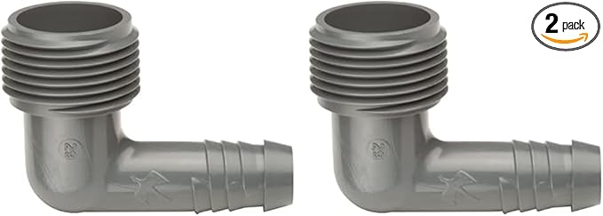 Rain Bird SWGE075S EZ Pipe Elbow Fitting, 3/4" Male Pipe Thread x 1/2" Spiral Barbed Elbow, Pack of 2