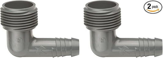Rain Bird SWGE075S EZ Pipe Elbow Fitting, 3/4" Male Pipe Thread x 1/2" Spiral Barbed Elbow, Pack of 2