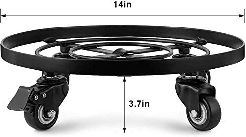 AMAGABELI GARDEN & HOME Plant Caddy with Wheels Heavy Duty 14“ 2 Pack Rolling Plant Stand Plant Dolly Iron Wheeled Lockable Casters Round Pot Mover Rollers Indoor Outdoor Planter Trolley Metal