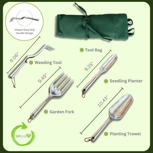 MiEco Gardening Hand Tools Set, Garden Hand Held Tools. Stylish Yard Tools Gardening Tool Kit. Unique Garden Tools Ideal Gifts for Gardeners.