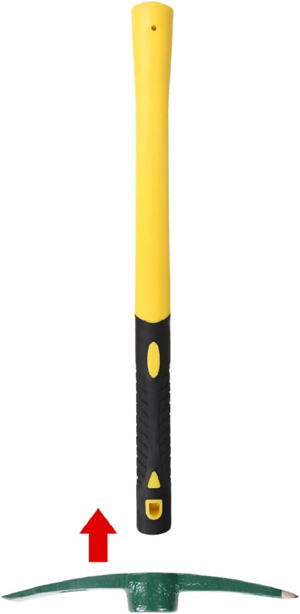 JANNO 2PCS 18Inch Pick Axe, Steel Forged Mattock Hoe, Premium Garden Pick with Fiberglass Handle Hoe Garden Tool for Digging, Flower Beds, Weeding, Gardening Loosening Soil, Digging, Camping