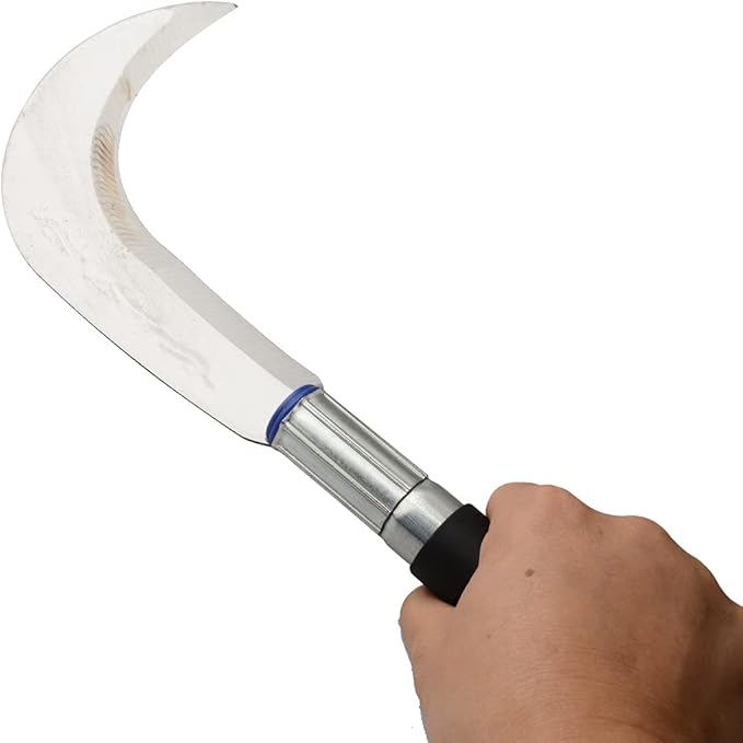 Zelin Steel Grass Sickle,Clearing Sickle,Weeding Sickle,Manganese Steel BladeStainless Steel Handle Hand held Sickle Tool - Multipurpose Gardening Weeding Grass Sickle and Farming Sickle