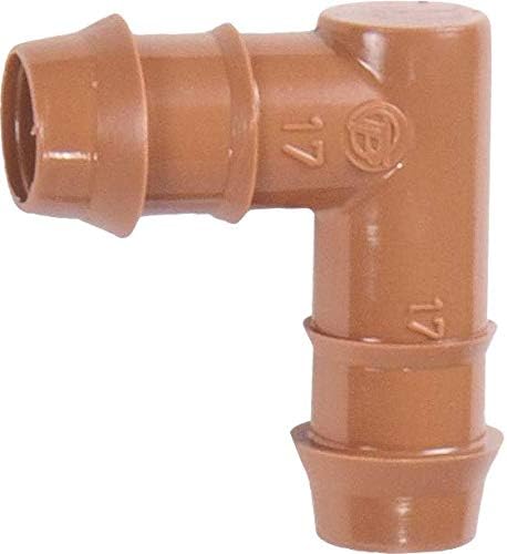 USA MADE - 25-PACK - Drip Irrigation Universal Barbed Elbow Fitting, Fits 17mm, 600" ID 1/2"-Inch Drip Tubing