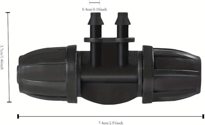 10PCS 5/16 Inch Irrigation Fittings Lock Reduced 4 Way Connectors For (5/16" ID X0.43-0.47" OD) To 1/4" Drip Tubing Barbed Barbed Reducer Tee (BLACK)