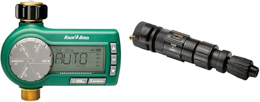 Rain Bird Digital Hose End Timer/Controller + Drip Irrigation Faucet Connection Kit