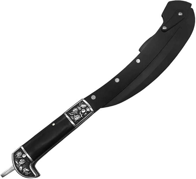 Black Sharp Edge Folding Sickle Weeder Gargening Hand Tool Portable Safety Wooden Handle Manual Grass Lawn with Sheath