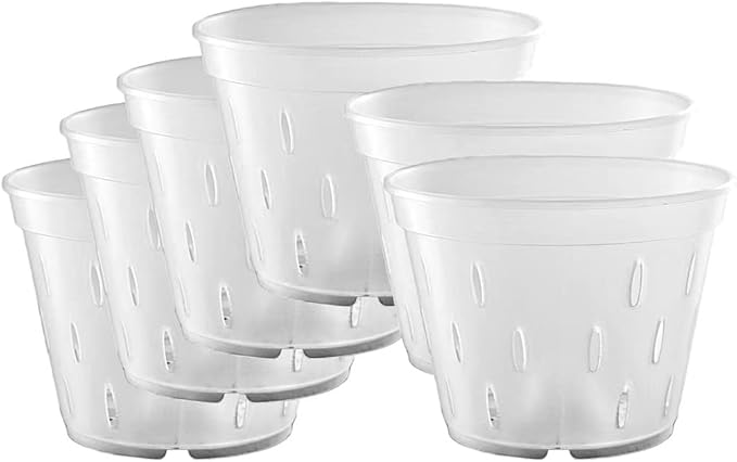 YIKUSH Orchid Pots with Holes Clear Orchid Pot Plastic Plant Pot Flower Pots Outdoor and Indoor Use 5.5 inch 10Pack