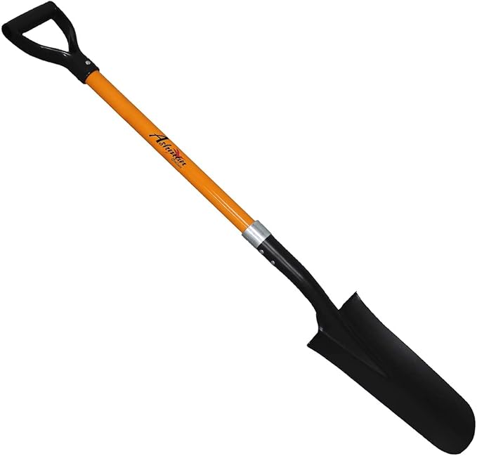 Ashman Drain Spade Shovel (Pack of 6) - 48-Inch Long D Handle Spade - Heavy Duty Handle with Thick Metal Blade - Premium Quality Orange Multi Purpose Shovel.
