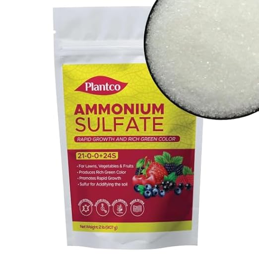 Ammonium Sulfate 21-0-0 Fertilizer with Nitrogen and Sulfur | Lowers pH in Alkaline Soil | Ideal for Lawns, Hydrangeas, Azaleas, Blueberries and Acid-Loving Plants | Made in USA | 2 lb Bag
