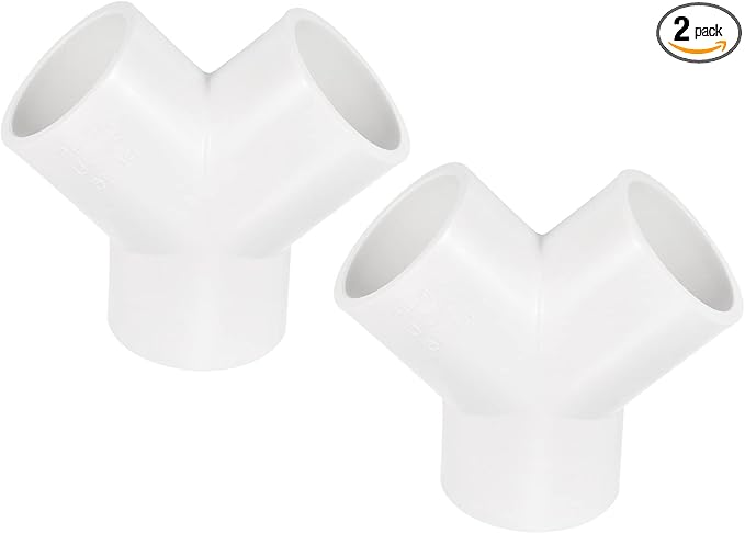 PATIKIL 40mm PVC Pipe Fittings, 2 Pack 3 Way Y Shape Water Tubing Joint Connectors Adapters Union for Garden Irrigation Home Aquarium