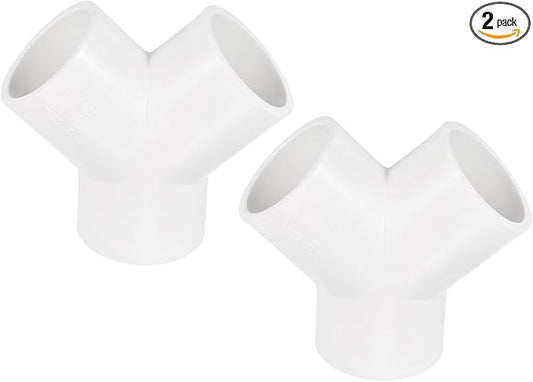PATIKIL 40mm PVC Pipe Fittings, 2 Pack 3 Way Y Shape Water Tubing Joint Connectors Adapters Union for Garden Irrigation Home Aquarium