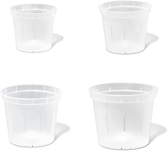 rePotme Orchid Pot Growers Assortment (4 Slotted Clear Orchid Pots - 1 Each of 3, 4, 5, 6 Inch) - Premium Orchid Planters, Orchid Pots with Holes for Repotting