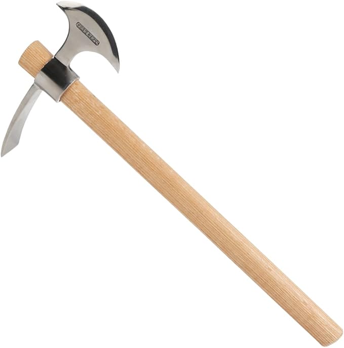 2 in1 Garden Pickaxe Weeding Mattock Gardening Tool 16inch Hatchet Chopping Axe Stainless Steel Blade Cutter for Outdoor Camping Wood Splitting Digging Planting Farming Landscaping Loosening Soil