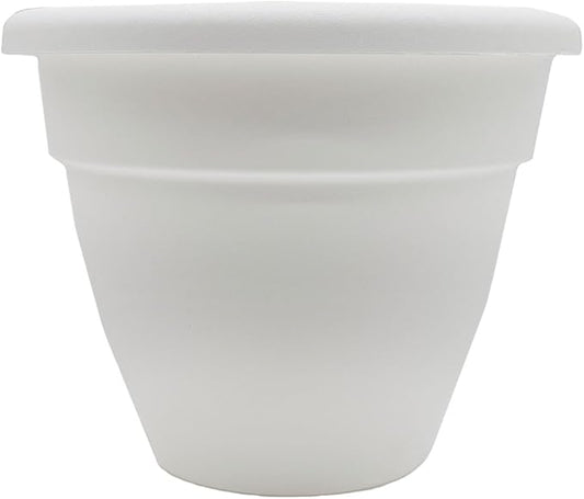 The HC Companies 16 Inch Caribbean Planter - Lightweight Indoor Outdoor Plastic Plant Pot for Herbs and Flowers, White