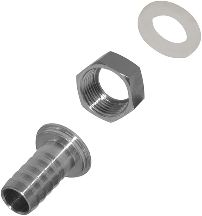 Stainless 3/8" Hose Barb x 3/4" Female GHT Garden Hose Threaded Swivel Connector Repair Fitting for Water Boat Lawn Power Wash Irrigation