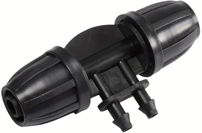 10PCS 5/16 Inch Irrigation Fittings Lock Reduced 4 Way Connectors For (5/16" ID X0.43-0.47" OD) To 1/4" Drip Tubing Barbed Barbed Reducer Tee (BLACK)