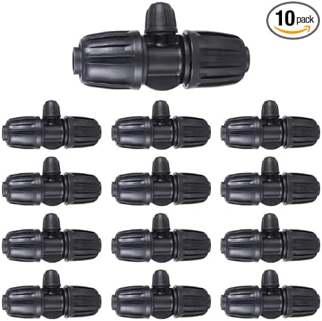 Locked Barbed Tee Connectors,1/2 Inch to 1/4 Inch Irrigation Tubing Fittings Kit for (1/2'' ID x 0.60''-0.63'' OD) 16mm Drip Tubing (20 Pcs Barbed Tee 3-Way)
