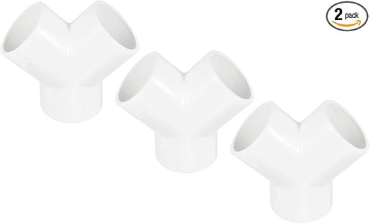 PATIKIL 50mm PVC Pipe Fittings, 2 Pack 3 Way Y Shape Water Tubing Joint Connectors Adapters Union for Garden Irrigation Home Aquarium