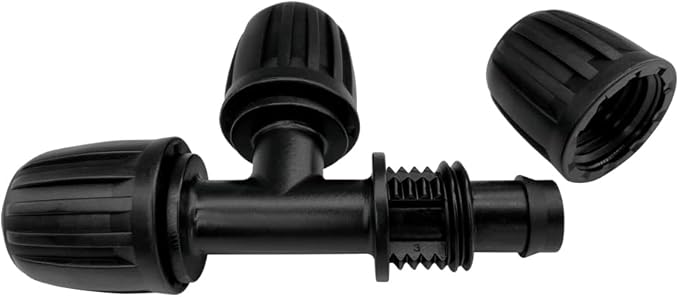 5 Pack 1/2" Drip Irrigation Fittings, Lock Barbed Tee Connectors, 1/2 inch T Connectors for Tubing(1/2" ID x 0.65" OD), Anti-Drop Straight Tee for Irrigation Tubing