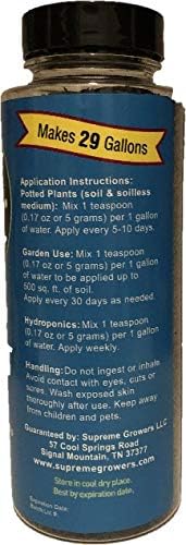 Kelp Blast Concentrate 5oz Bottle Makes 29 Gallons by Supreme Growers Water Soluable Kelp Contains Elements and Vitamins That Enhance Plant Growth and Soil Fertility