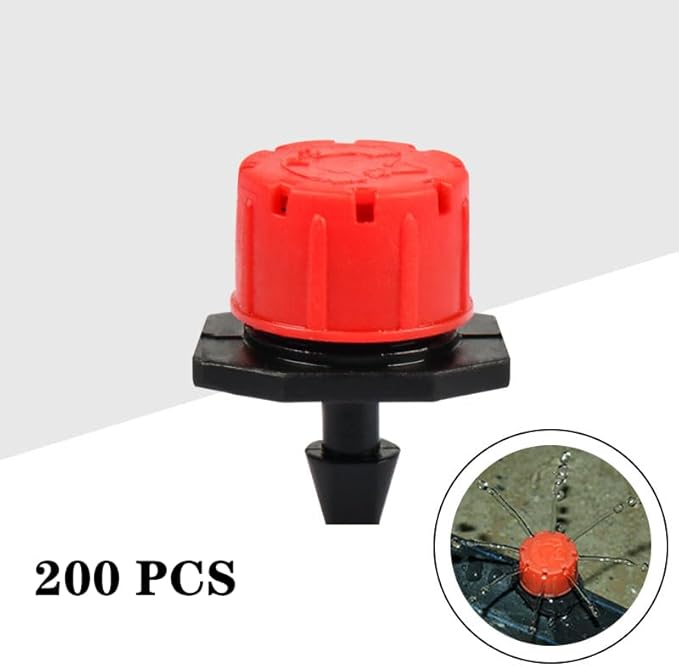 200Pcs 360 Degree Adjustable Irrigation Drippers Sprinklers, 1/4 Inch Emitters Drip for Watering System
