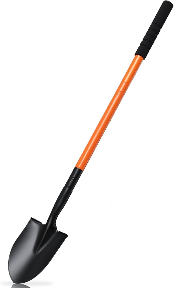43.7Inches Spade Shovel Small Trench Shovel with Heavy Duty Steel Handle Garden Tools, Small Shovel for Digging Gardening Camping Yardwork Car Shovel, Orange