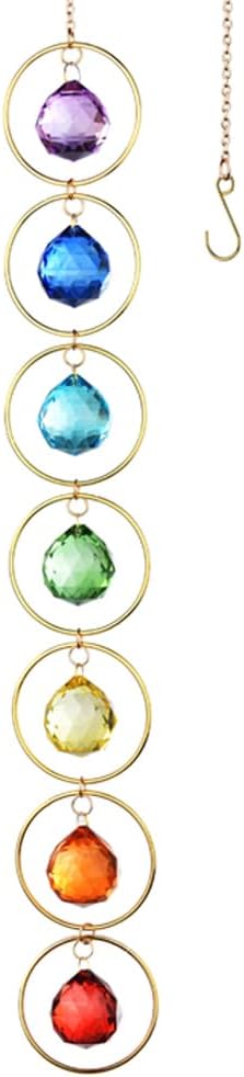 Hanging Sunlight Catcher, 7-Color Crystal Balls for Wind Chimes, 7-Chakra Crystal Ball Pendant, Chakra Window Ornament, Garden Decoration