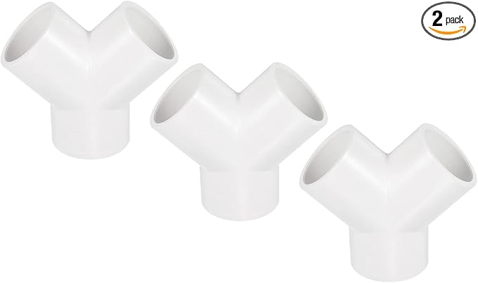 PATIKIL 32mm PVC Pipe Fittings, 2 Pack 3 Way Y Shape Water Tubing Joint Connectors Adapters Union for Garden Irrigation Home Aquarium