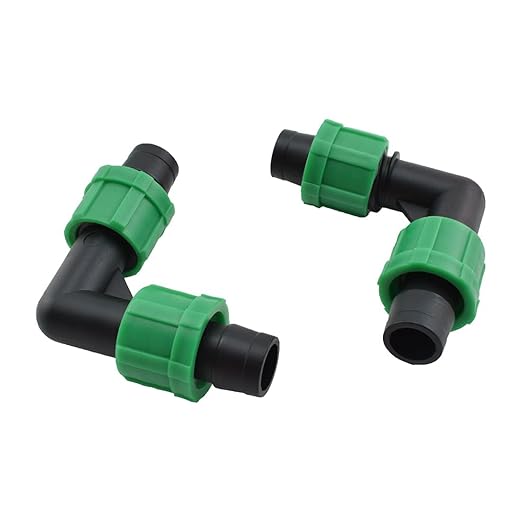Drip Irrigation 90 Degree Elbow Fittings Universal Barbed Locking L-Shape Coupling Connectors for 16-17mm Drip Tape Tubing Sprinkler System [8PCS, Green]