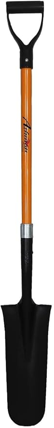Ashman Drain Spade Shovel (1 Pack) - 48 Inches Long Handle Spade with D Handle Grip - Durable Handle with a Thick Metal Blade - Multipurpose Premium Quality Orange Shovel.