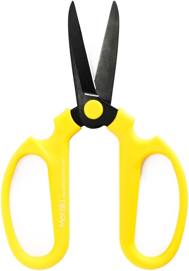 Meraki Flower Scissors/Garden Scissors with Black Carbon Steel Blades 7.6 inch, Color: Craspedia