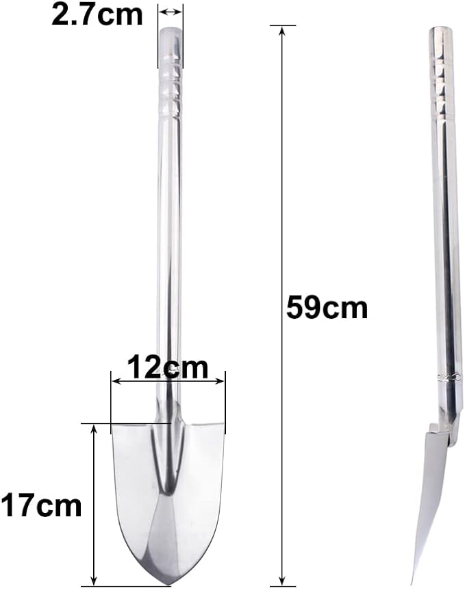 LUBAN Stainless Steel Garden Shovel Hand Tool Digging Weeding Seeding Turning Soil 23.6-Inch 60CM