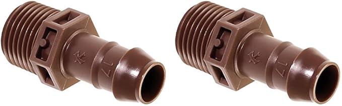Rain Bird BA-050MPS Drip Irrigation PVC Adapter, Universal Fit for 5/8", 1/2", 700" Drip Tubing, 1/2" (MPT) Male Pipe Thread x 1/2" Barb (Pack of 2)