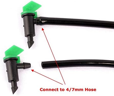 Lxcom Lighting 100 Pack 4 GPH Flag Drip Emitter Drip Emitters 16L/H Emitter Sprinkler Drippers System Parts Connect 4mm/7mm Hose for Lawn Vegetables Garden (Green)