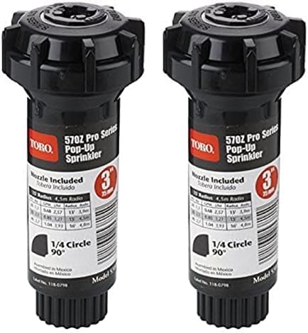 Toro 53815 3-Inch Pop-Up Fixed-Spray with Nozzle Sprinkler, 90-Degree, 15-Feet,Blacks (Pack of 2)