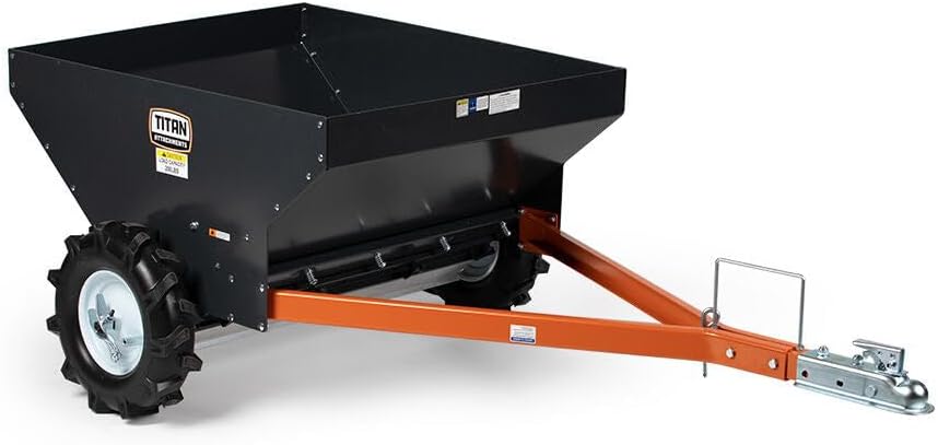Titan Attachments Compact Manure Spreader, Rated 8.7 Cu. FT, Utility Tow-Behind ATV/UTV Lawn Tractor Spreader