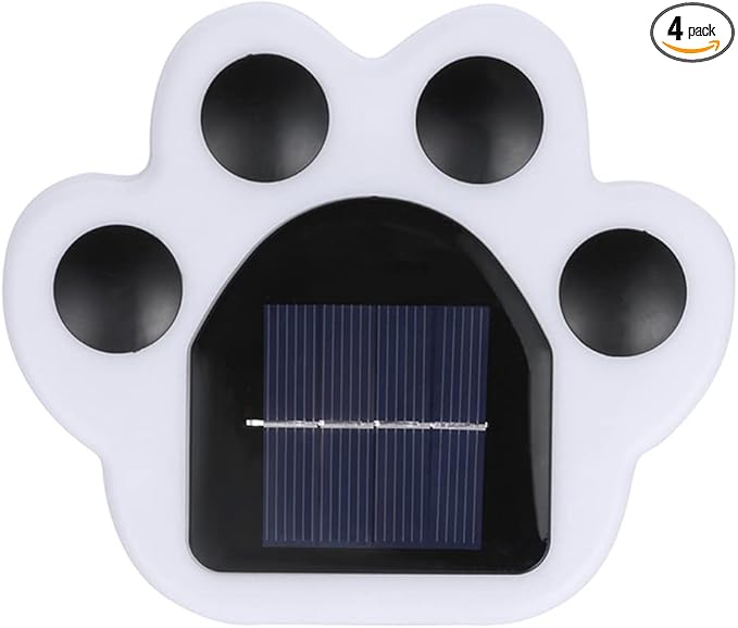 Outdoor Solar Lights, Automatic 7 Color Changing Solar Paw Print Lights, Rechargeable Paw Print Solar Garden Lights Outdoor Waterproof Led Garden Lights Beautiful Solar Powered Outdoor Decor(4 Packs)