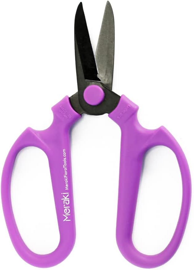 Meraki Flower Scissors/Garden Scissors with Black Carbon Steel Blades 6.7 inch, Color: Mokara