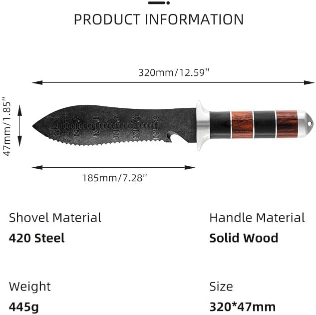 MINAMINO Outdoor Multipurpose Knife Fixed Blade for Camping Gardening Weeding Digging with Thick Leather Sheath and Sharpening Rod