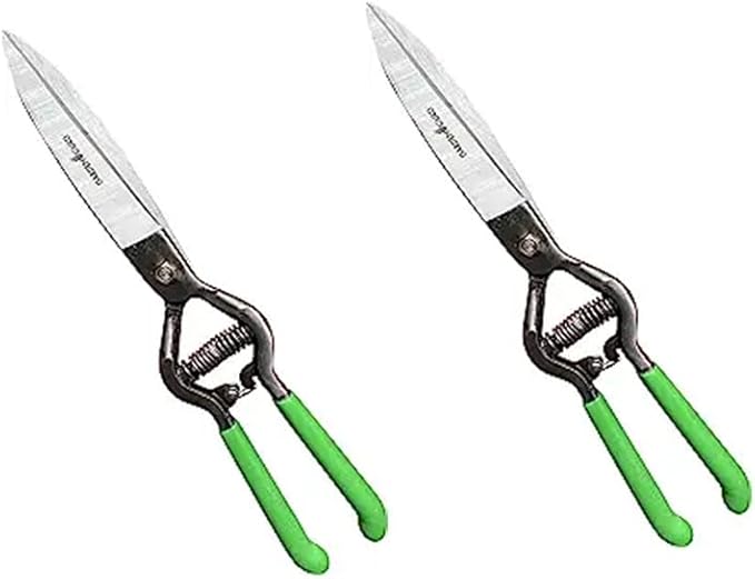 GARDEN GURU Hand Grass Clipper Scissors – Classic Forged Steel Grass Shears Pruners – Comfort Grip Handles – Perfect for Hand Edging Lawn, Trimming Shrubs & Flowers, Gardening, Landscaping (2 Pack)