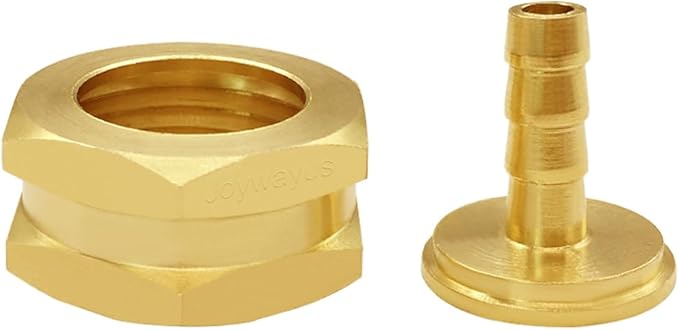 Joywayus 2Pcs 1/4" Barb x 3/4" Female GHT Thread Swivel Hex Brass Garden Water Hose Pipe Connector Copper Fitting with Stainless Clamp House/Boat/Lawn/Power Wash/Irrigation