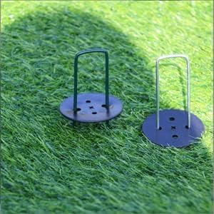 MySit 100 Pack Artificial Turf Stakes Staples with 100 Landscape Staple Gasket Caps, 6 Inch Weed Barrier Stakes for Moisture Barriers, Garden Stake Pick Hook, Garden Ground Staples for Weed