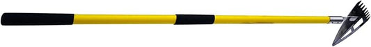 Spear Head Hoe Garden Tool - Long Handle Hoe with 59" Fiberglass Handle, 2 Cushioned Grips, & Stainless Steel Blade with Sharpened Edges & Rake - Multipurpose Garden Hoe for Weeding & More (Yellow)