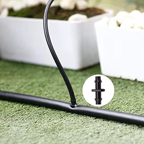 Universal 1/4" Barbed Coupling Fittings 100 -Pack, Fit of 1/4" Drip Tubing, Drip Irrigation Accessories Barbed Couplers,Black