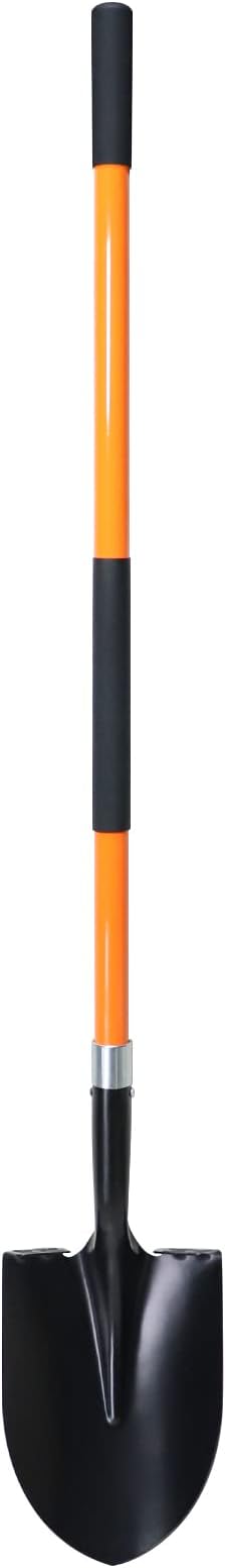 Shovel for Digging, 56 Inches Heavy Duty Shovel for Gardening, Round Shovel for Digging with Fiberglass Handle (Orange)