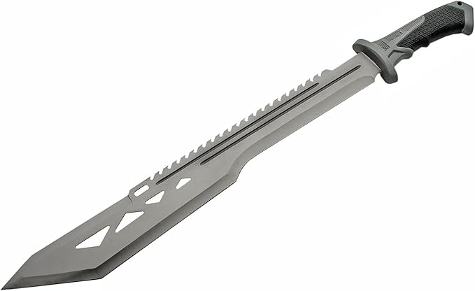 SZCO Supplies 25" Silver Machete Knife with Sheath – Gardening knife with Durable 19-Inch Stainless Steel Blade, Rubberized Handle- Outdoor Knife, Bushcraft Knife, Hunting Knives, Gardening Tools