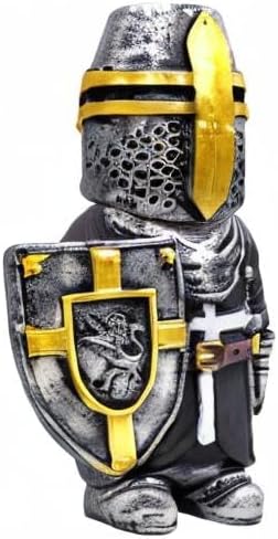 nezababy Knight Gnomes Guard Garden Statue Decoration Medieval Wee Crusader Battle Swordsman Fighting Outdoor Figurines Lawn Decor Resin (F)