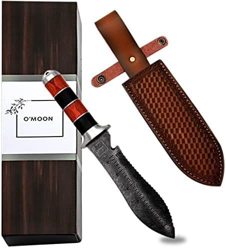Professional Garden Knife / with Thicker Leather Sheath, Stainless Steel Blade, for Weeding, Digging, Pruning and Cultivating / with Beautiful Packaging, Black (CY98)